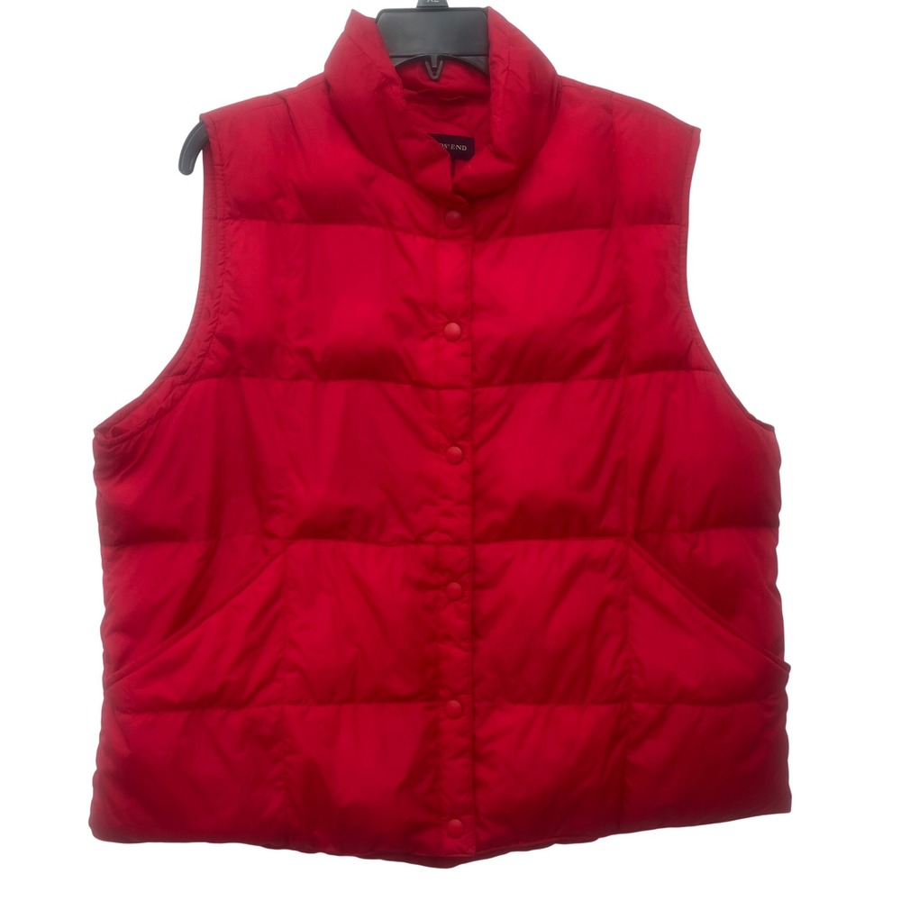 Lands End Red Goosedown Quilted Gorpcore Puffer Vest XL 18-20 Woman's